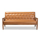 Baxton Studio Sorrento Mid-Century Modern Tan Faux Leather Upholstered and Walnut Brown Finished Wood Sofa WHI-BBT8013-Tan-Sofa