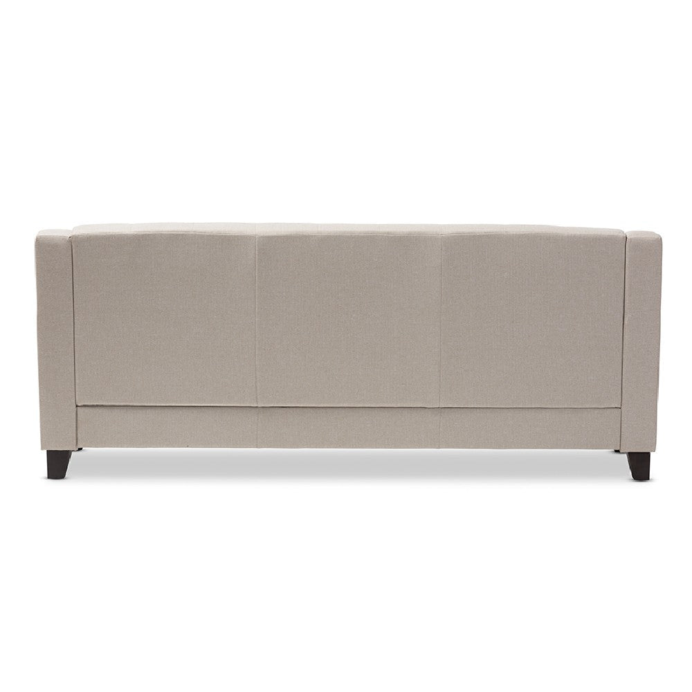 Baxton Studio Arcadia Modern and Contemporary Light Beige Fabric Upholstered Button-Tufted Living Room 3-Seater Sofa