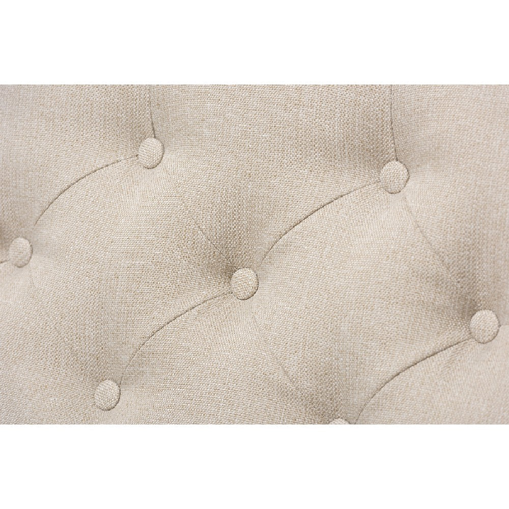 Baxton Studio Arcadia Modern and Contemporary Light Beige Fabric Upholstered Button-Tufted Living Room 3-Seater Sofa
