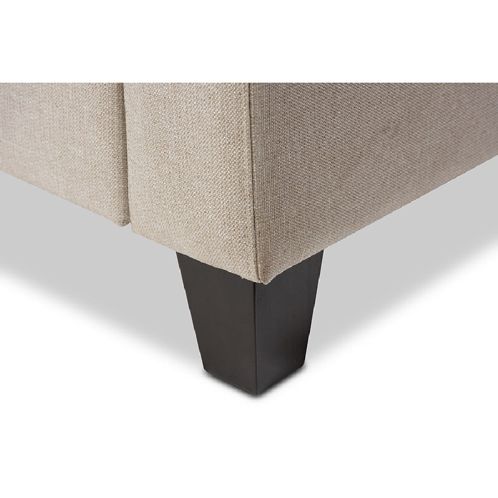 Baxton Studio Arcadia Modern and Contemporary Light Beige Fabric Upholstered Button-Tufted Living Room 3-Seater Sofa