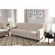 Baxton Studio Arcadia Modern and Contemporary Light Beige Fabric Upholstered Button-Tufted Living Room 3-Seater Sofa