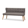 Baxton Studio Melody Mid-Century Modern Grey Fabric and Natural Wood Finishing 3-Seater Settee Bench WHI-BBT8026-SF-Grey-XD45