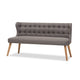 Baxton Studio Melody Mid-Century Modern Grey Fabric and Natural Wood Finishing 3-Seater Settee Bench WHI-BBT8026-SF-Grey-XD45