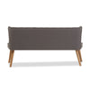 Baxton Studio Melody Mid-Century Modern Grey Fabric and Natural Wood Finishing 3-Seater Settee Bench WHI-BBT8026-SF-Grey-XD45