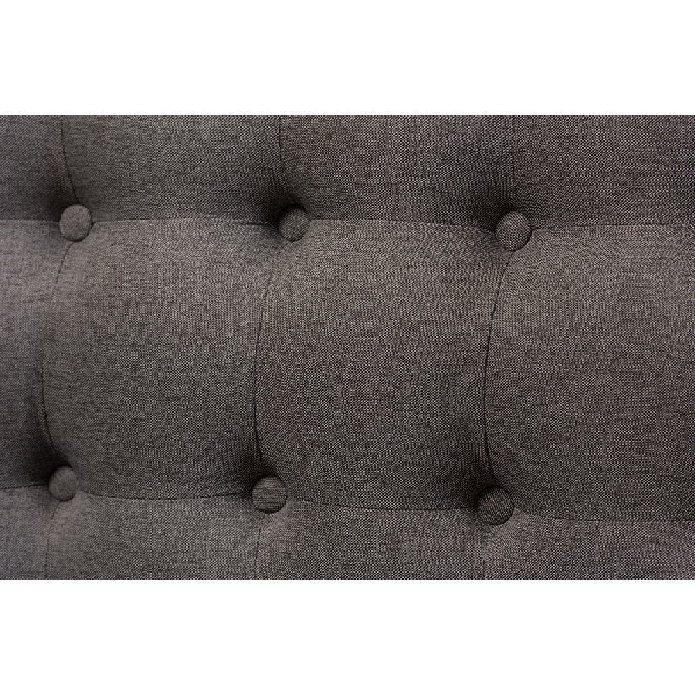 Baxton Studio Melody Mid-Century Modern Grey Fabric and Natural Wood Finishing 3-Seater Settee Bench WHI-BBT8026-SF-Grey-XD45