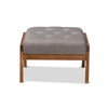 Baxton Studio Naeva Mid-Century Modern Grey Fabric Upholstered Walnut Finished Wood Footstool WHI-BBT8040-Grey-Walnut-Footstool