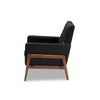 Baxton Studio Perris Mid-Century Modern Black Faux Leather Upholstered Walnut Wood Lounge Chair