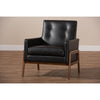 Baxton Studio Perris Mid-Century Modern Black Faux Leather Upholstered Walnut Wood Lounge Chair