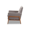 Baxton Studio Perris Mid-Century Modern Grey Fabric Upholstered Walnut Wood Lounge Chair