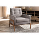 Baxton Studio Perris Mid-Century Modern Grey Fabric Upholstered Walnut Wood Lounge Chair