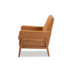 Baxton Studio Perris Mid-Century Modern Tan Faux Leather Upholstered and Walnut Brown Finished Wood Lounge Chair