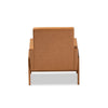 Baxton Studio Perris Mid-Century Modern Tan Faux Leather Upholstered and Walnut Brown Finished Wood Lounge Chair
