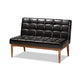Baxton Studio Sanford Mid-Century Modern Dark Brown Faux Leather Upholstered and Walnut Brown Finished Wood 2-Piece Dining Nook Banquette