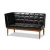 Baxton Studio Sanford Mid-Century Modern Dark Brown Faux Leather Upholstered and Walnut Brown Finished Wood 2-Piece Dining Nook Banquette