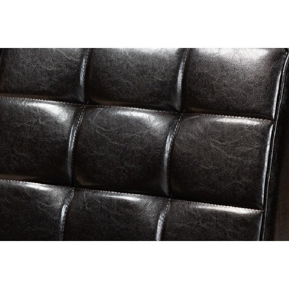 Baxton Studio Sanford Mid-Century Modern Dark Brown Faux Leather Upholstered and Walnut Brown Finished Wood 2-Piece Dining Nook Banquette