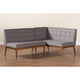 Baxton Studio Sanford Mid-Century Modern Grey Fabric Upholstered and Walnut Brown Finished Wood 2-Piece Dining Nook Banquette Set