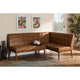 Baxton Studio Sanford Mid-Century Modern Tan Faux Leather Upholstered and Walnut Brown Finished Wood 2-Piece Dining Nook Banquette Set