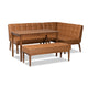 Baxton Studio Sanford Mid-Century Modern Tan Faux Leather Upholstered and Walnut Brown Finished Wood 4-Piece Dining Nook Set