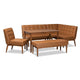 Baxton Studio Sanford Mid-Century Modern Tan Faux Leather Upholstered and Walnut Brown Finished Wood 5-Piece Dining Nook Set