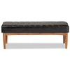 Baxton Studio Daymond Mid-Century Modern Dark Brown Faux Leather Upholstered and Walnut Brown Finished Wood Dining Bench