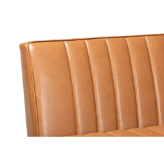 Baxton Studio Daymond Mid-Century Modern Tan Faux Leather Upholstered and Walnut Brown Finished Wood 4-Piece Dining Nook Set