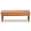 Baxton Studio Daymond Mid-Century Modern Tan Faux Leather Upholstered and Walnut Brown Finished Wood Dining Bench