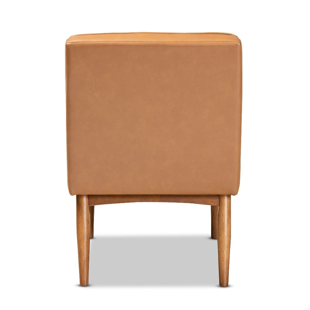 Baxton Studio Daymond Mid-Century Modern Tan Faux Leather Upholstered and Walnut Brown Finished Wood Dining Chair