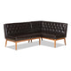 Baxton Studio Riordan Mid-Century Modern Dark Brown Faux Leather Upholstered and Walnut Brown Finished Wood 2-Piece Dining Nook Banquette