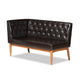 Baxton Studio Riordan Mid-Century Modern Dark Brown Faux Leather Upholstered and Walnut Brown Finished Wood 2-Piece Dining Nook Banquette