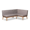 Baxton Studio Riordan Mid-Century Modern Grey Fabric Upholstered and Walnut Brown Finished Wood 2-Piece Dining Nook Banquette Set