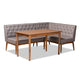 Baxton Studio Riordan Mid-Century Modern Grey Fabric Upholstered and Walnut Brown Finished Wood 3-Piece Dining Nook Set