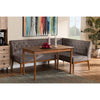 Baxton Studio Riordan Mid-Century Modern Grey Fabric Upholstered and Walnut Brown Finished Wood 3-Piece Dining Nook Set