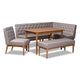Baxton Studio Riordan Mid-Century Modern Grey Fabric Upholstered and Walnut Brown Finished Wood 5-Piece Dining Nook Set