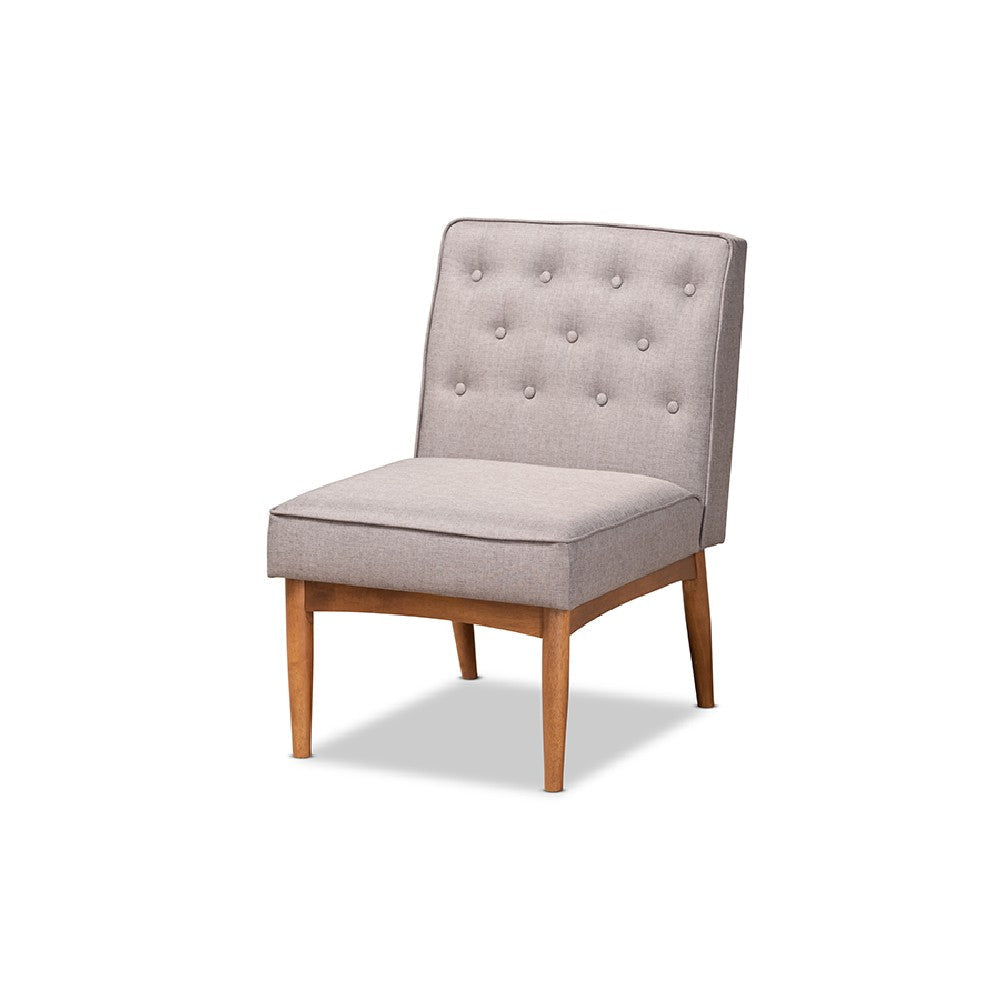 Baxton Studio Riordan Mid-Century Modern Grey Fabric Upholstered and Walnut Brown Finished Wood 5-Piece Dining Nook Set