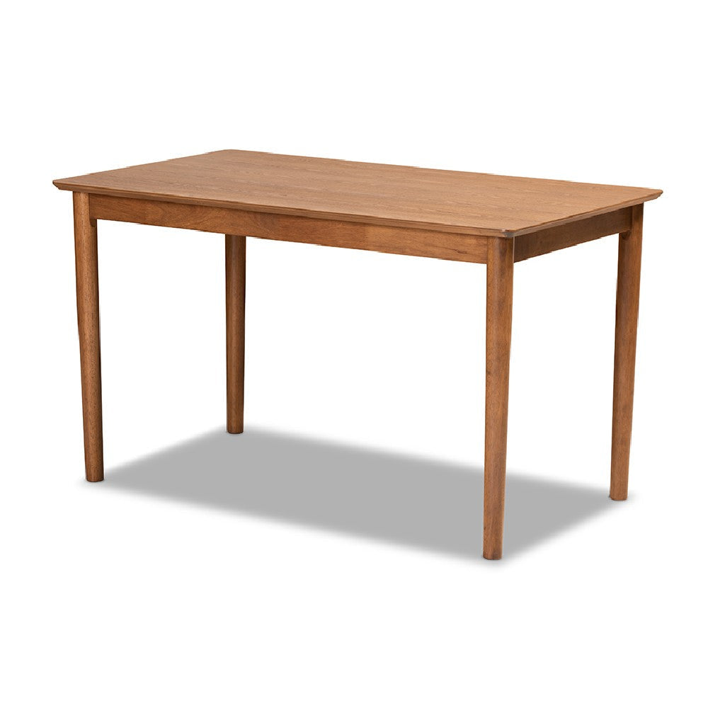 Baxton Studio Riordan Mid-Century Modern Grey Fabric Upholstered and Walnut Brown Finished Wood 5-Piece Dining Nook Set