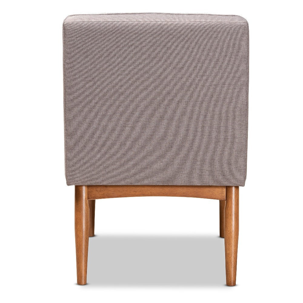 Baxton Studio Riordan Mid-Century Modern Grey Fabric Upholstered and Walnut Brown Finished Wood Dining Chair WHI-BBT8051-13-Grey-Walnut-CC
