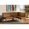 Baxton Studio Riordan Mid-Century Modern Tan Faux Leather Upholstered and Walnut Brown Finished Wood 2-Piece Dining Nook Banquette Set
