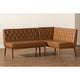 Baxton Studio Riordan Mid-Century Modern Tan Faux Leather Upholstered and Walnut Brown Finished Wood 2-Piece Dining Nook Banquette Set