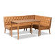 Baxton Studio Riordan Mid-Century Modern Tan Faux Leather Upholstered and Walnut Brown Finished Wood 3-Piece Dining Nook Set
