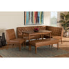 Baxton Studio Riordan Mid-Century Modern Tan Faux Leather Upholstered and Walnut Brown Finished Wood 5-Piece Dining Nook Set