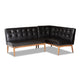 Baxton Studio Arvid Mid-Century Modern Dark Brown Faux Leather Upholstered 2-Piece Wood Dining Nook Banquette Set