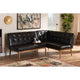 Baxton Studio Arvid Mid-Century Modern Dark Brown Faux Leather Upholstered 2-Piece Wood Dining Nook Banquette Set