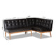 Baxton Studio Arvid Mid-Century Modern Dark Brown Faux Leather Upholstered 2-Piece Wood Dining Nook Banquette Set