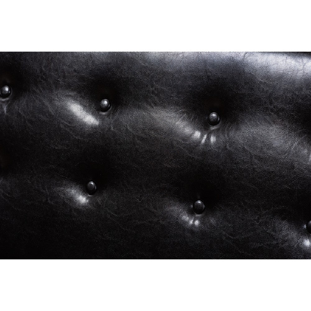 Baxton Studio Arvid Mid-Century Modern Dark Brown Faux Leather Upholstered 3-Piece Wood Dining Nook Set