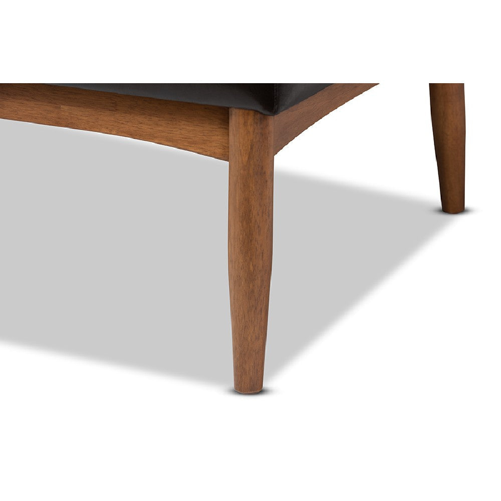 Baxton Studio Arvid Mid-Century Modern Dark Brown Faux Leather Upholstered 3-Piece Wood Dining Nook Set