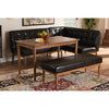 Baxton Studio Arvid Mid-Century Modern Dark Brown Faux Leather Upholstered 4-Piece Wood Dining Nook Set