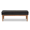 Baxton Studio Arvid Mid-Century Modern Dark Brown Faux Leather Upholstered Wood Dining Bench WHI-BBT8051-Dark-Brown-Walnut-Bench
