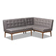 Baxton Studio Arvid Mid-Century Modern Gray Fabric Upholstered 2-Piece Wood Dining Nook Banquette Set