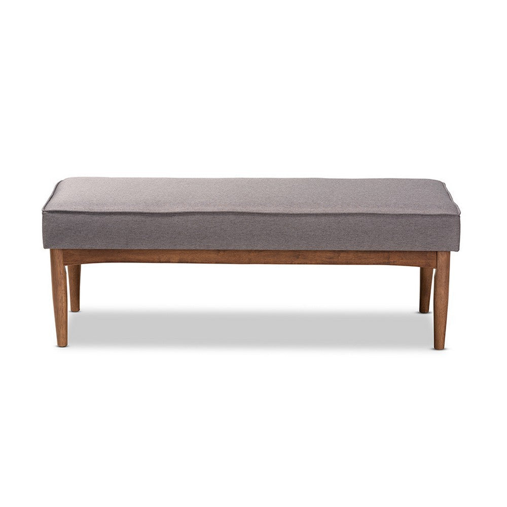 Baxton Studio Arvid Mid-Century Modern Gray Fabric Upholstered Wood Dining Bench WHI-BBT8051-Grey-Bench