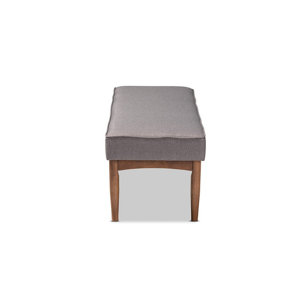 Baxton Studio Arvid Mid-Century Modern Gray Fabric Upholstered Wood Dining Bench WHI-BBT8051-Grey-Bench